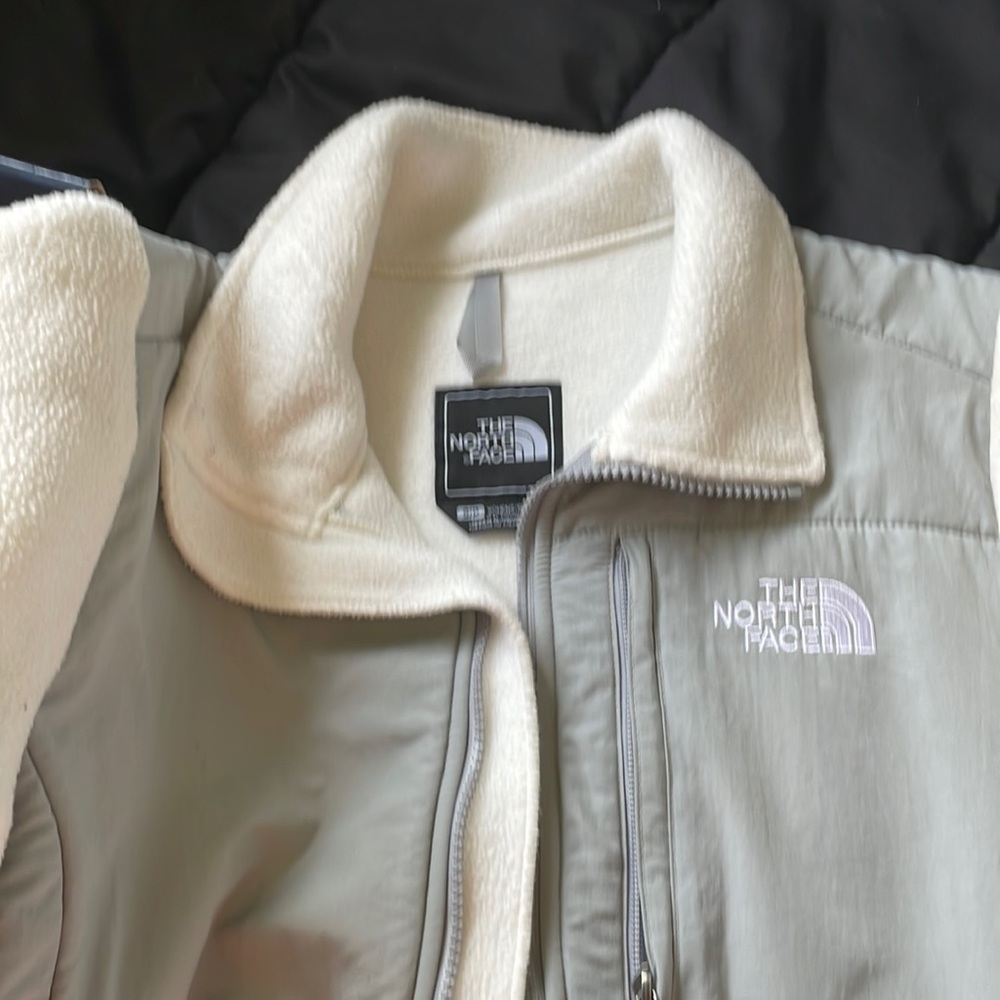 Gently used north face grey and white